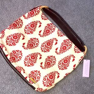 🌹Stephanie Johnson Tote🌹 Red Floral Design With Bright Blue Inner Lining